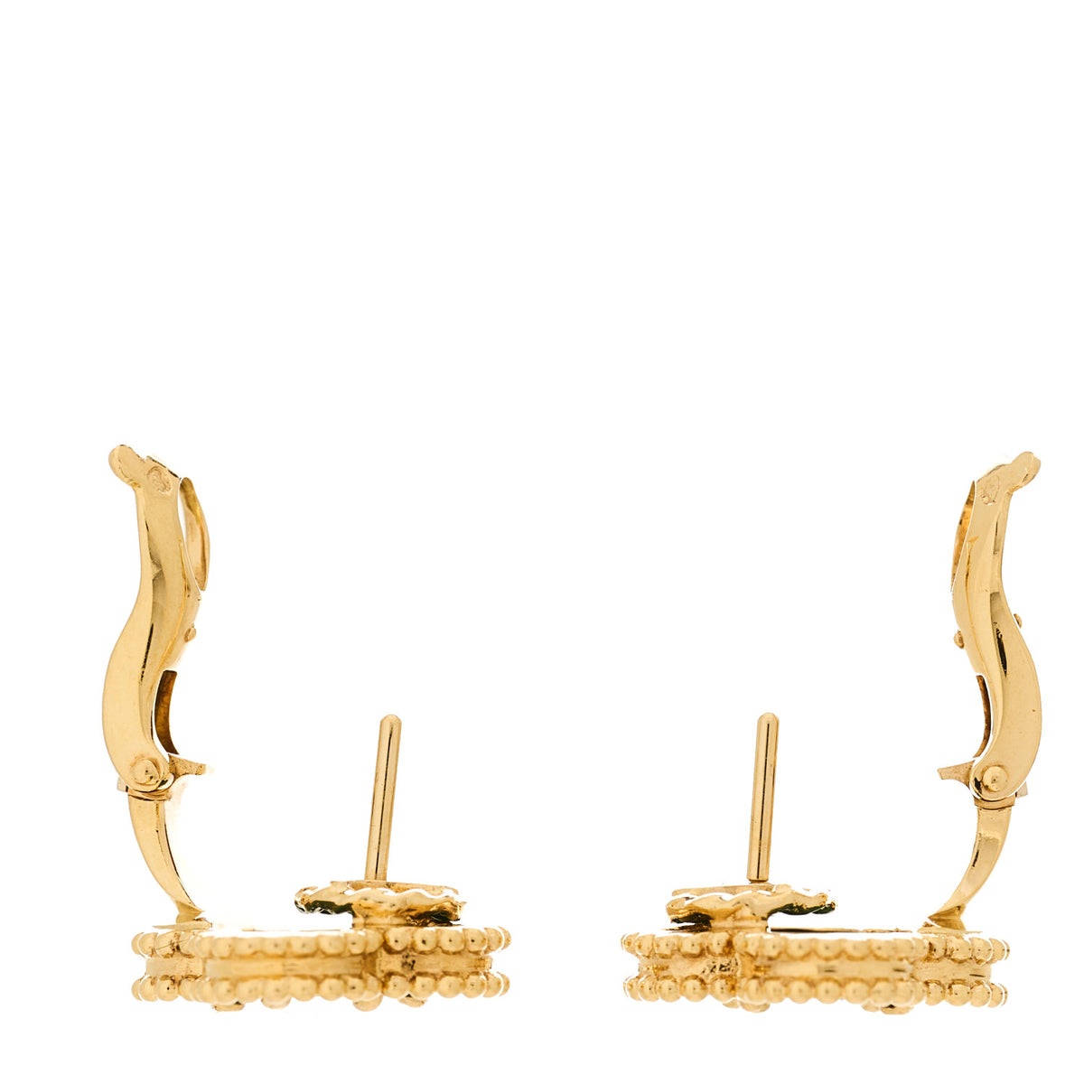 18K Yellow Gold Malachite Vintage Alhambra Earrings