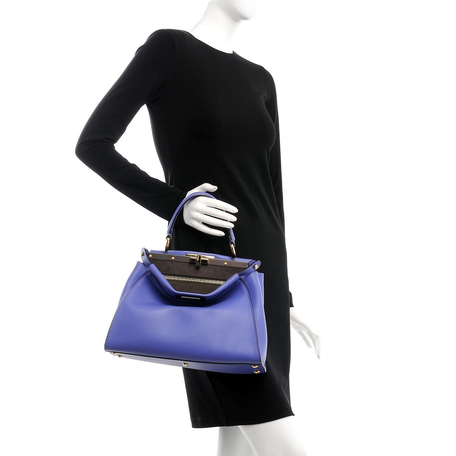 Fendi Vitello Seta Medium Peekaboo Iconic Satchel Viola Cassis 3 of 7