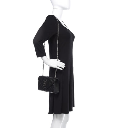 Saint Laurent Grain De Poudre Tri-Quilt Small College Monogram Satchel Black 2 of 9