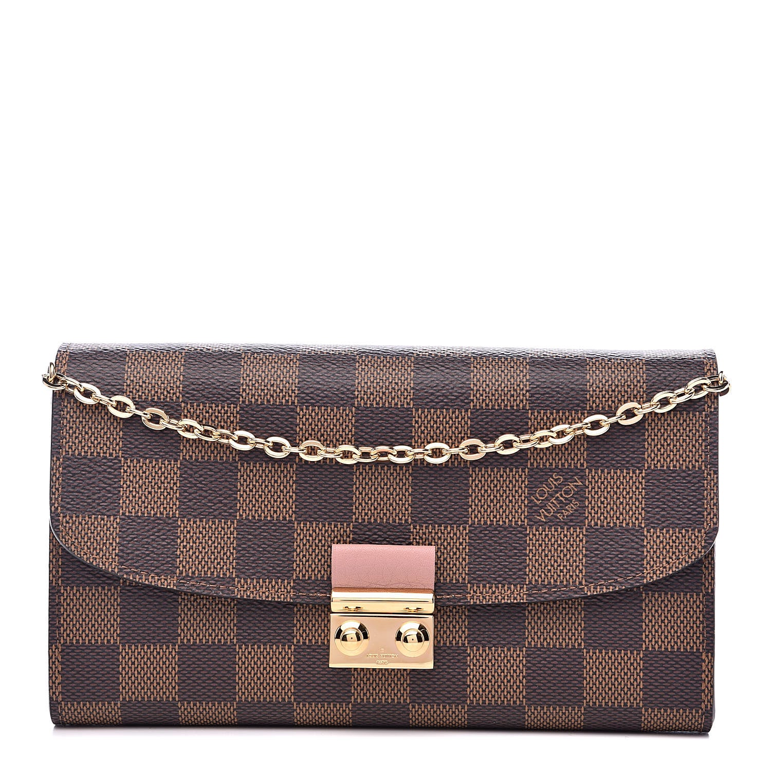 Louis Vuitton Damier Ebene Croisette Chain Wallet Rose Ballerine 1 of 10