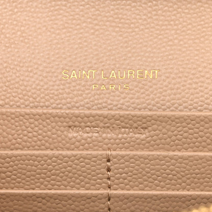 Saint Laurent Grain De Poudre Mixed Matelasse Triquilt Monogram Chain Wallet Dark Beige 6 of 11