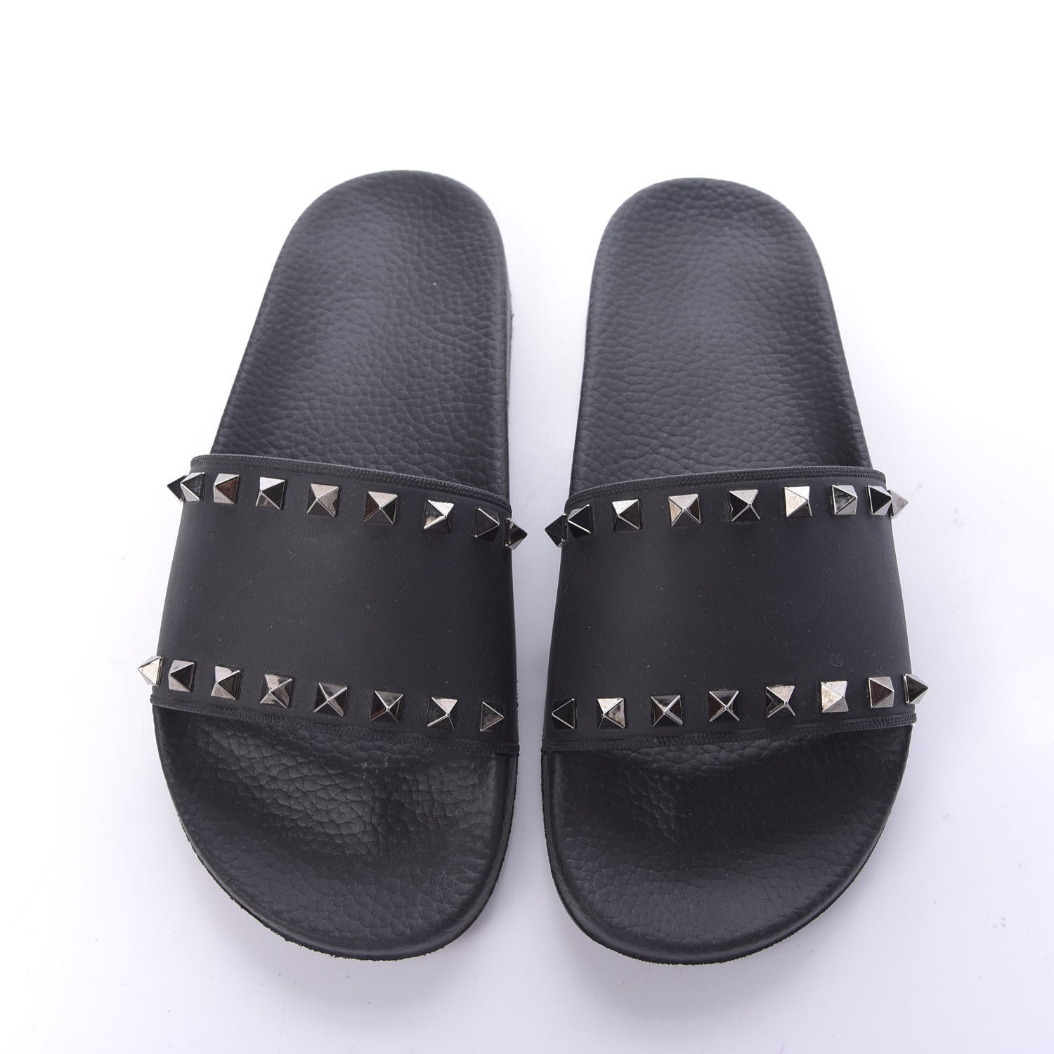 Valentino Garavani Rubber Rockstud Slide Sandals 38 Black 6 of 10