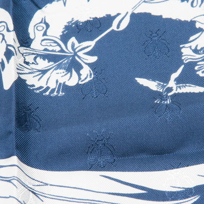 Hermes Silk Tatouage Flamingo Party Scarf 90 Bleu Blanc 5 of 7