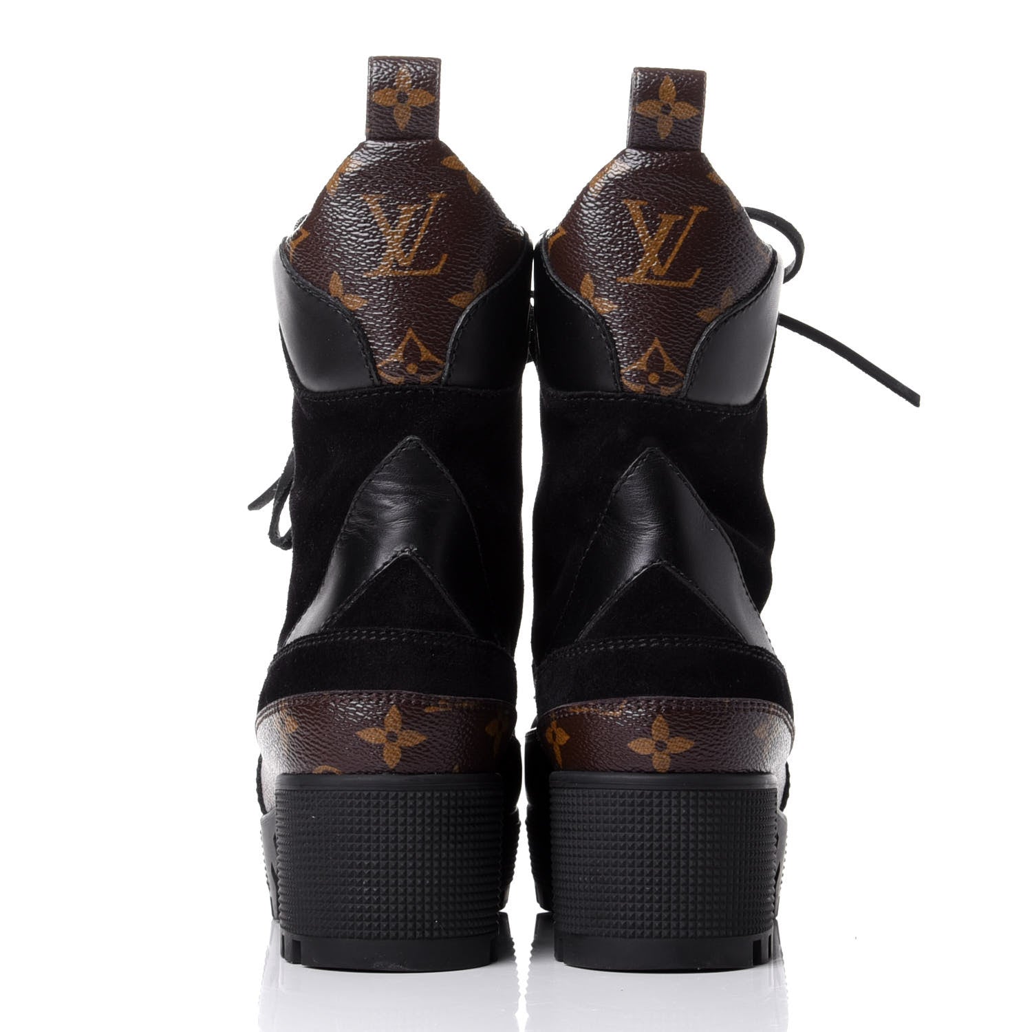 Louis Vuitton Suede Calfskin Monogram Laureate Platform Desert Boots 37 Black 6 of 10