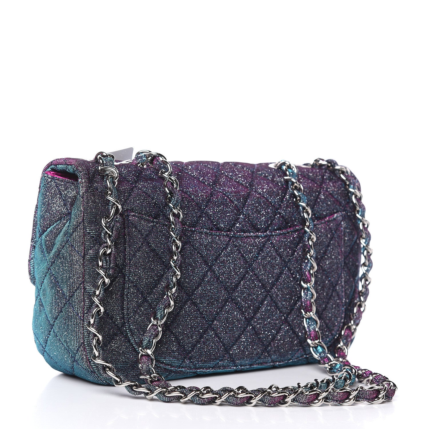 Chanel Iridescent Glitter Fabric Jumbo Single Flap Multicolor 3 of 12