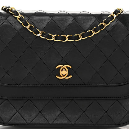 Chanel Lambskin Quilted Medium Round Double Flap Black 9 of 13