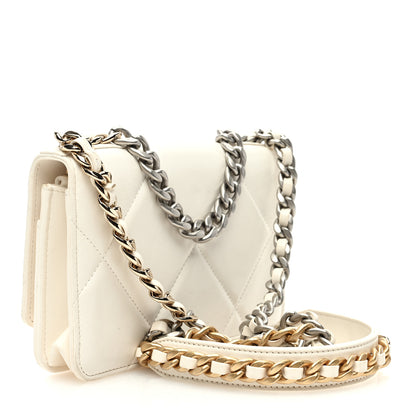 Chanel Lambskin Quilted Chanel 19 Wallet On Chain WOC White 3 of 10