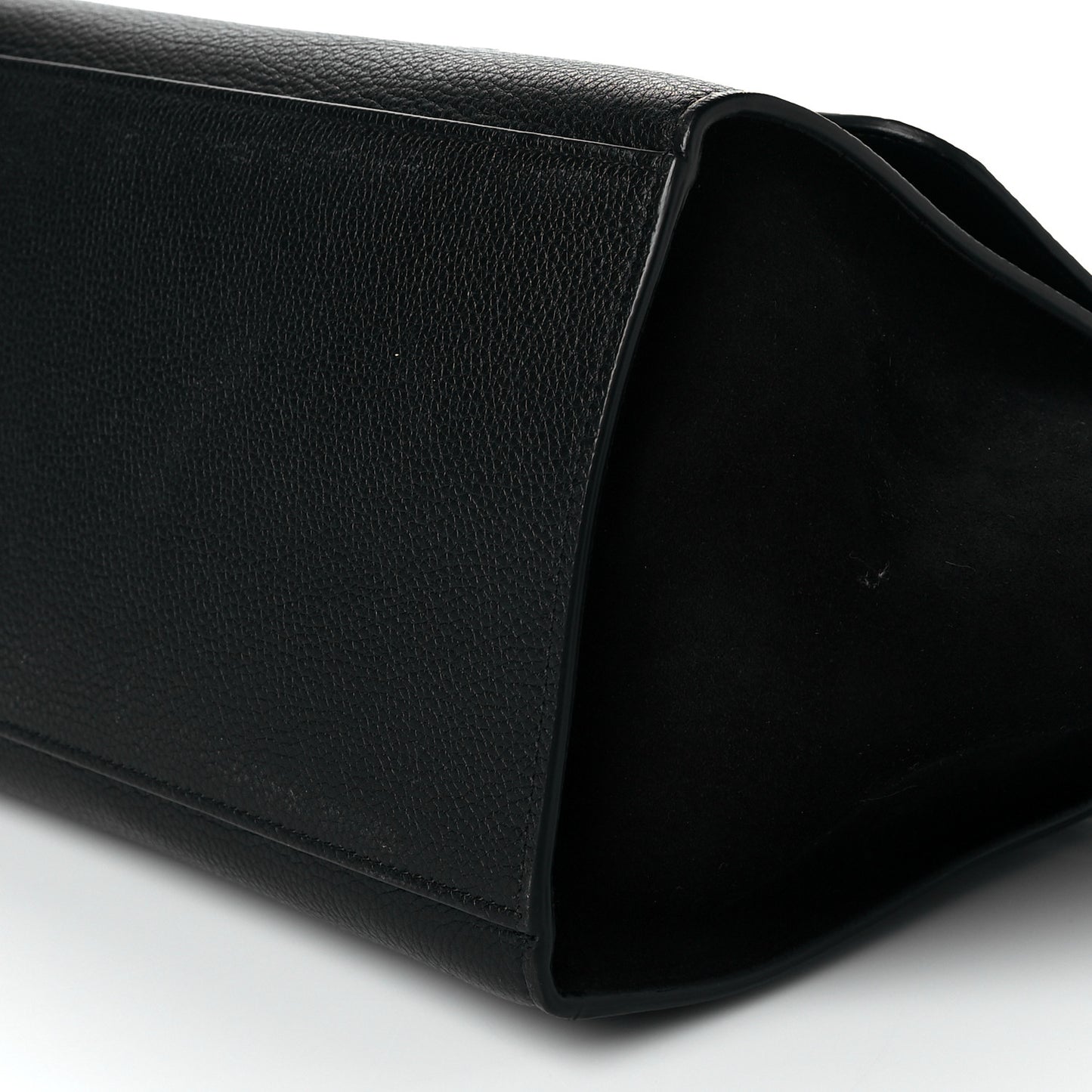 Drummed Calfskin Suede Small Trapeze Black