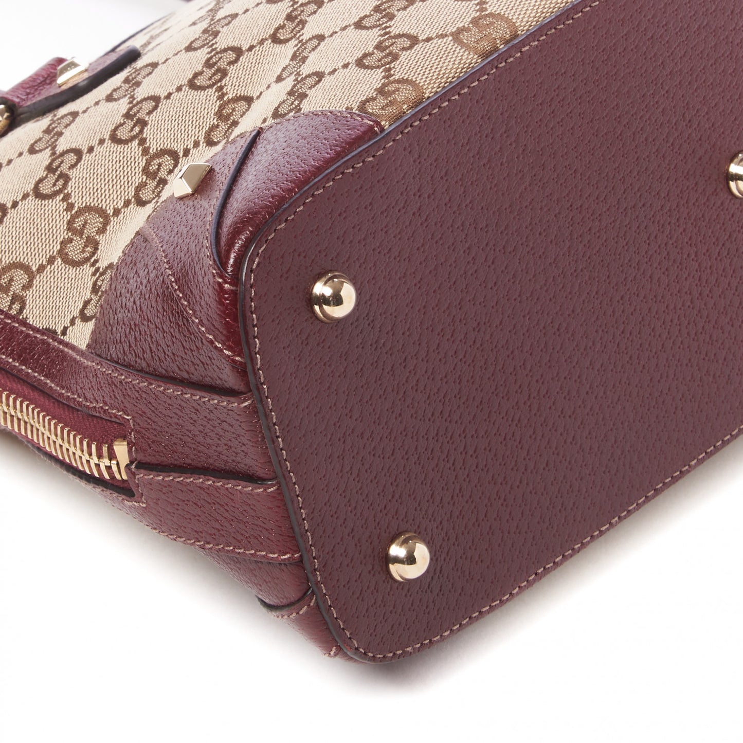 FF Monogram Medium Horsebit Nail Dome Bag Burgundy