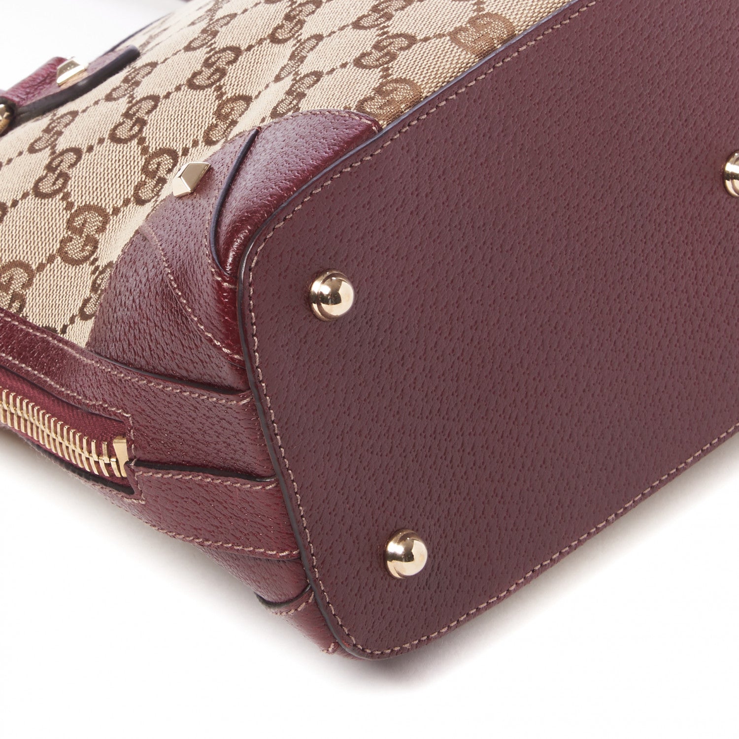 Gucci FF Monogram Medium Horsebit Nail Dome Bag Burgundy 5 of 8