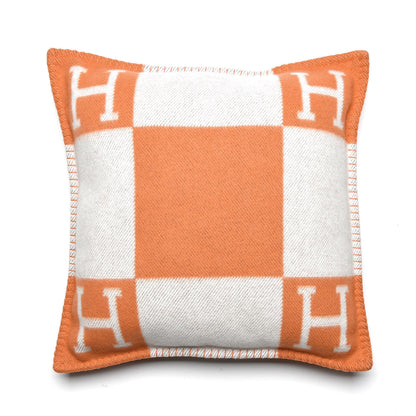 Hermes Wool Cashmere Avalon Pillow PM Ecru Potiron 1 of 4
