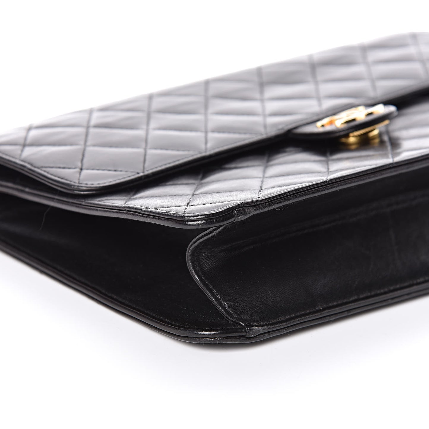 Lambskin Quilted Medium Single Flap Black