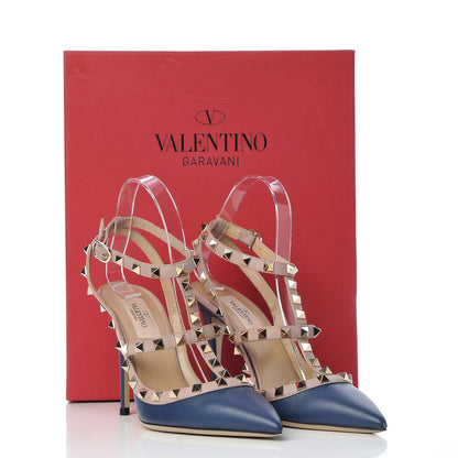 Valentino Garavani Nappa Rockstud Ankle Strap Pumps 37 Dark Blue Poudre 9 of 9