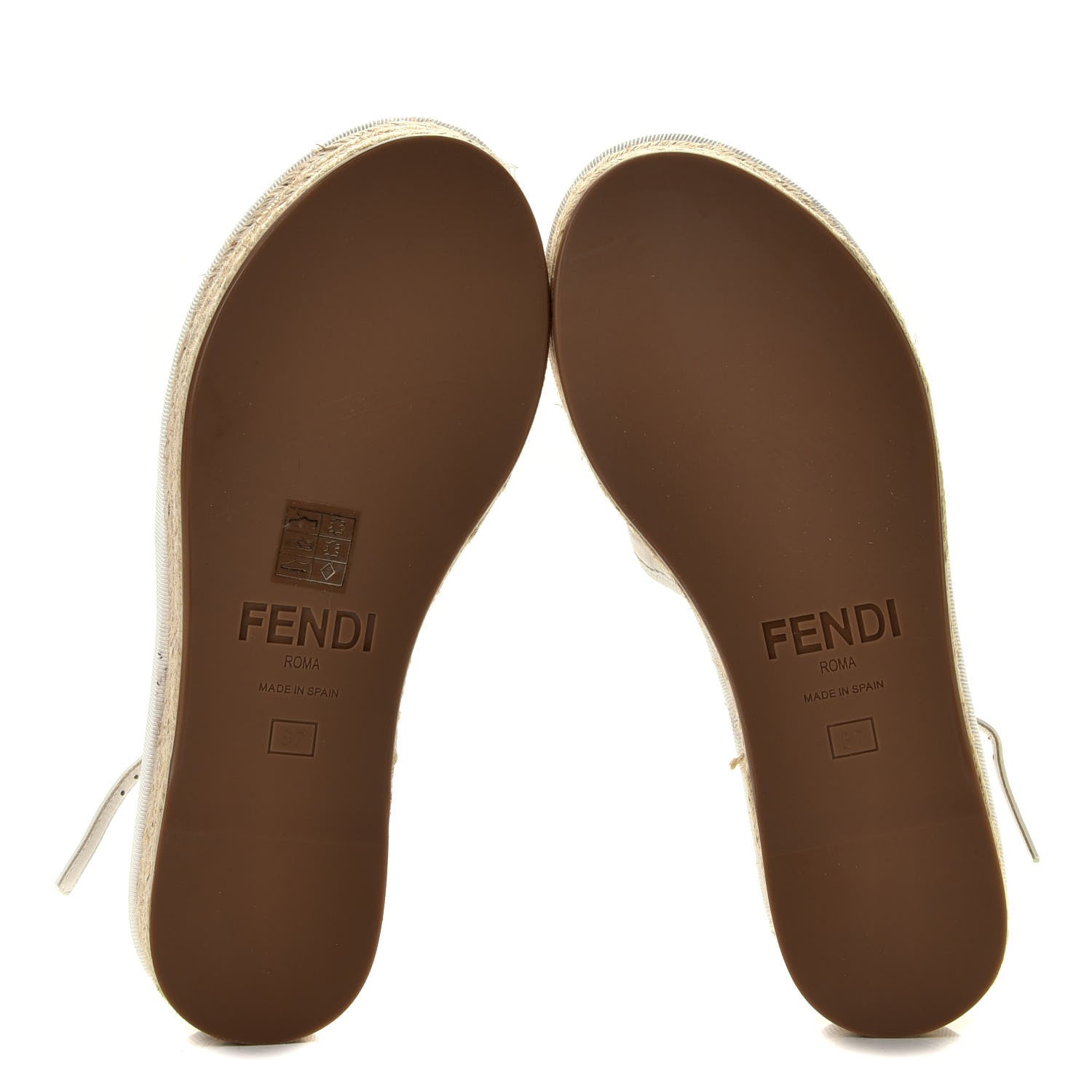 Fendi Nappa FF Embossed Espadrille Platform Sandals 37 Snow 12 of 15