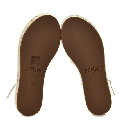 Fendi Nappa FF Embossed Espadrille Platform Sandals 37 Snow 12 of 15