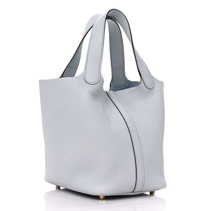 Hermes Taurillon Clemence Picotin Lock 18 PM Bleu Pale 3 of 11