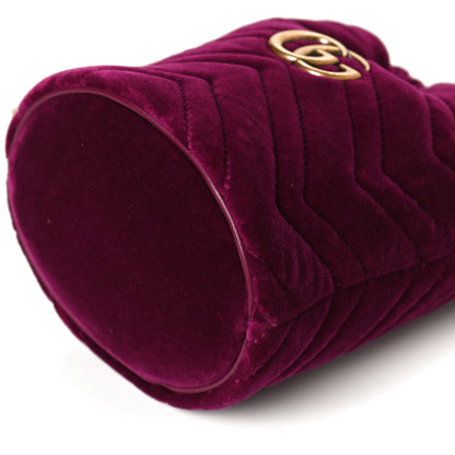 Gucci Velvet Matelasse Mini GG Marmont 2.0 Bucket Bag Fuchsia Violet Cyclamen 11 of 11
