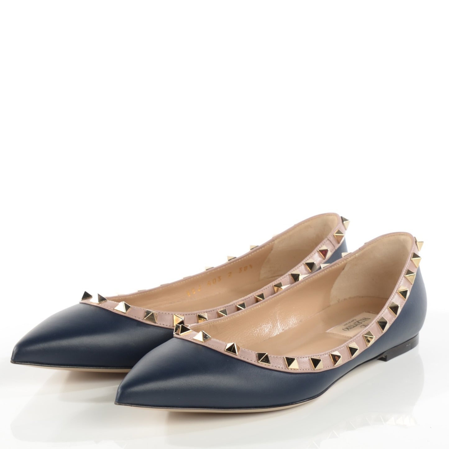 Nappa Rockstud Ballerina Flats 38.5 Marine Poudre
