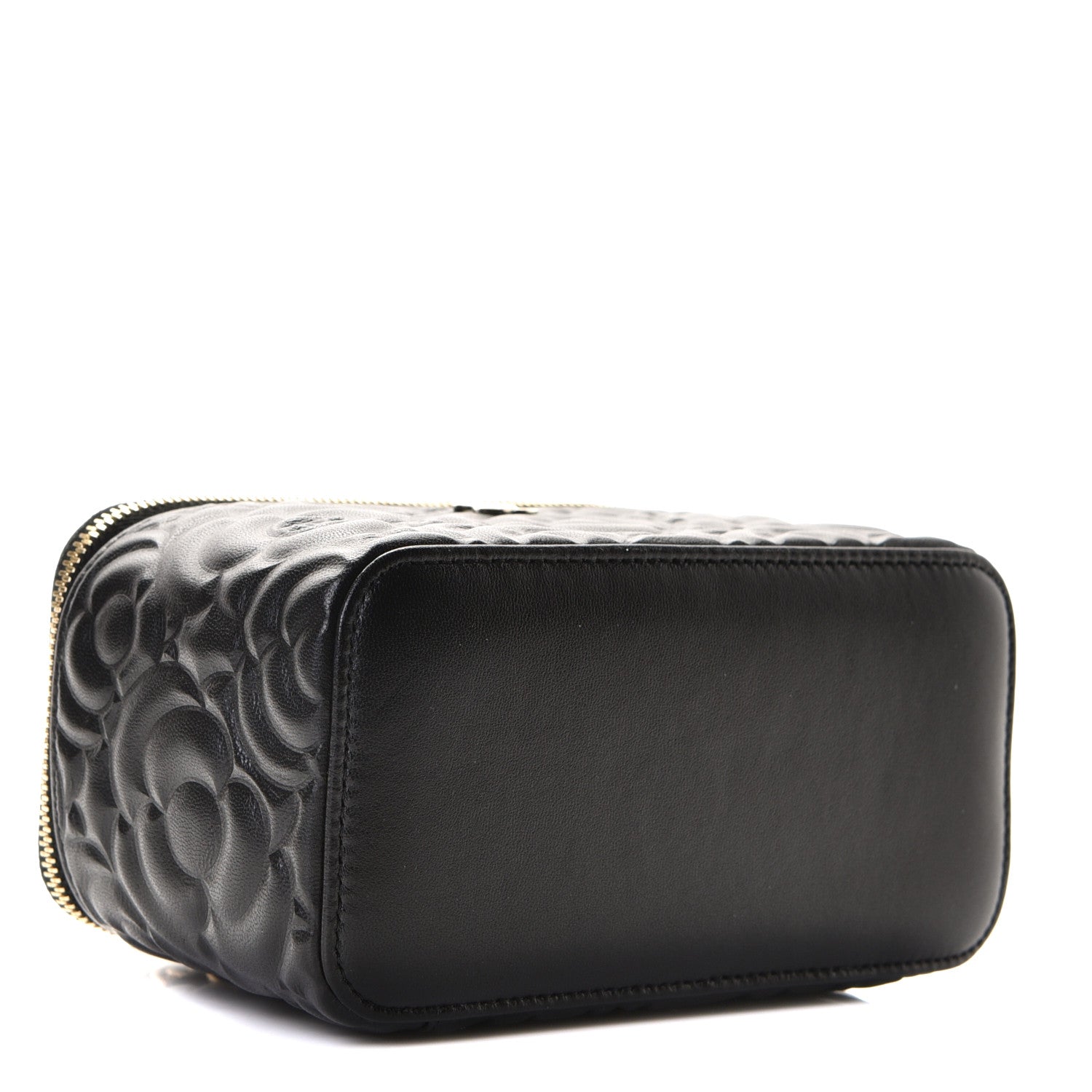 Chanel Lambskin Camellia Embossed Small Vanity Case With Chain Black 4 of 8