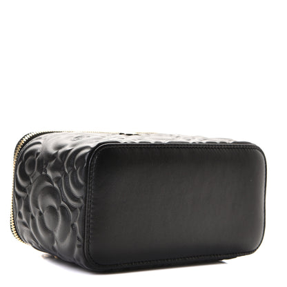 Chanel Lambskin Camellia Embossed Small Vanity Case With Chain Black 4 of 8