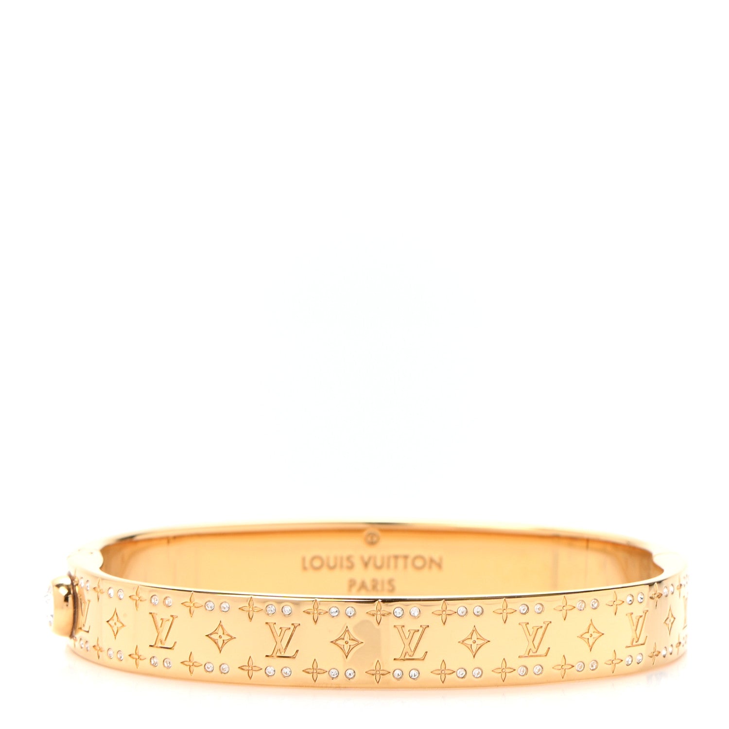 Louis Vuitton Brass Crystal Monogram Nanogram Strass Cuff M Gold 1 of 6