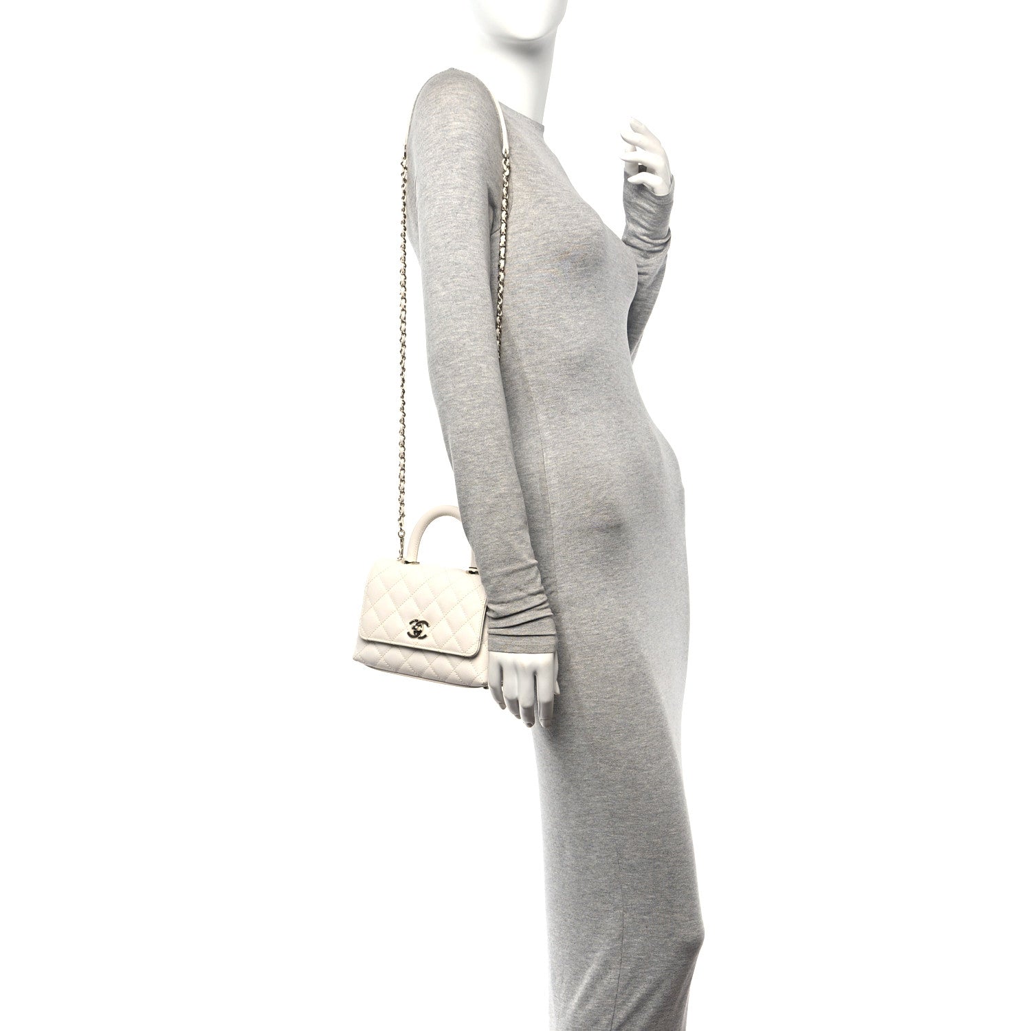 Chanel Caviar Quilted Extra Mini Coco Handle Flap White 2 of 10