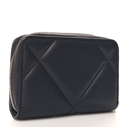 Chanel Lambskin Quilted Chanel 19 Zip Around Coin Purse Wallet Grey 3 of 8