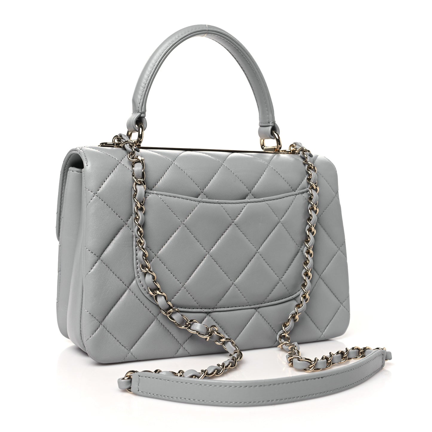 Lambskin Quilted Mini Trendy CC Dual Handle Flap Bag Light Grey