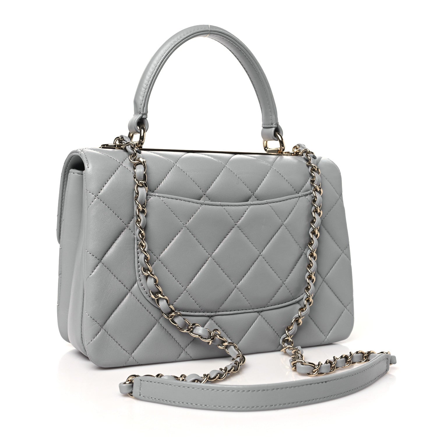 Chanel Lambskin Quilted Mini Trendy CC Dual Handle Flap Bag Light Grey 3 of 10
