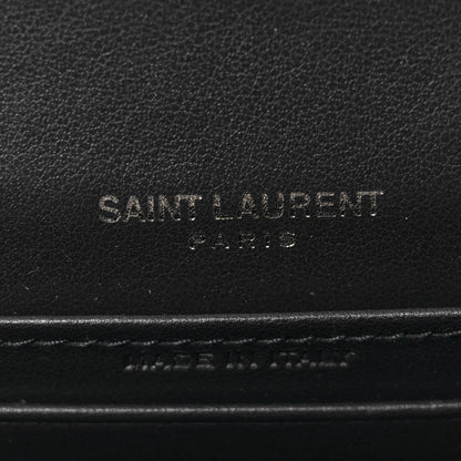 Saint Laurent Calfskin Crocodile Embossed Monogram Sunset Chain Wallet Navy 6 of 8