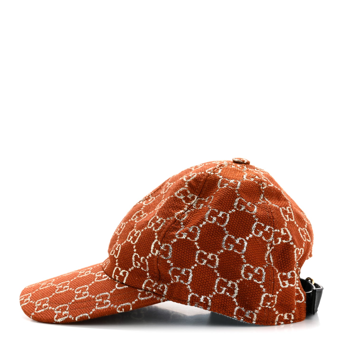 Canvas Lame GG Monogram Rush Baseball Hat S Burnt Orange Silver