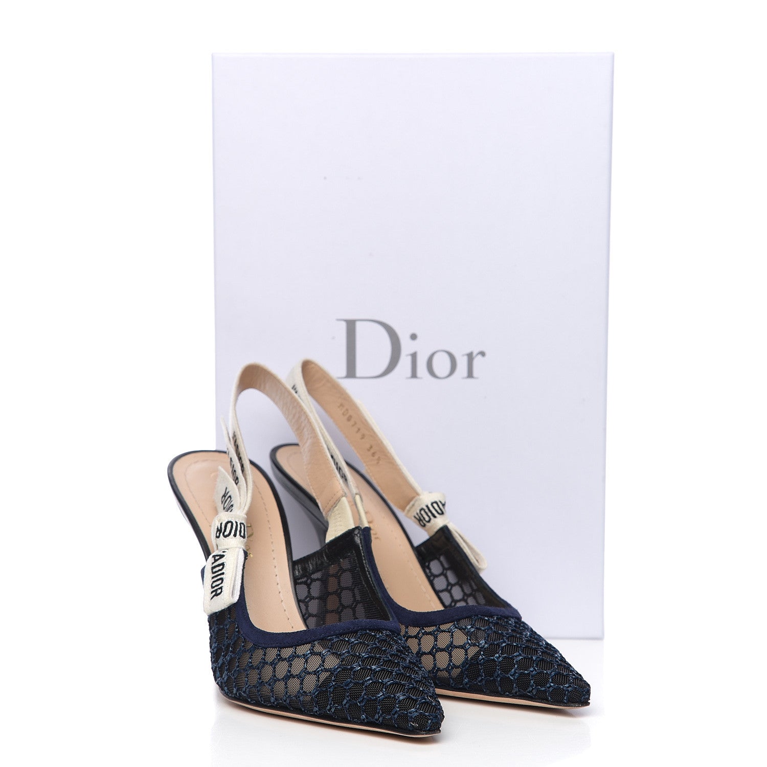 Christian Dior Resille Lambskin Ribbon J'Adior Slingback 100mm Pumps 36.5 Indigo Blue 9 of 9