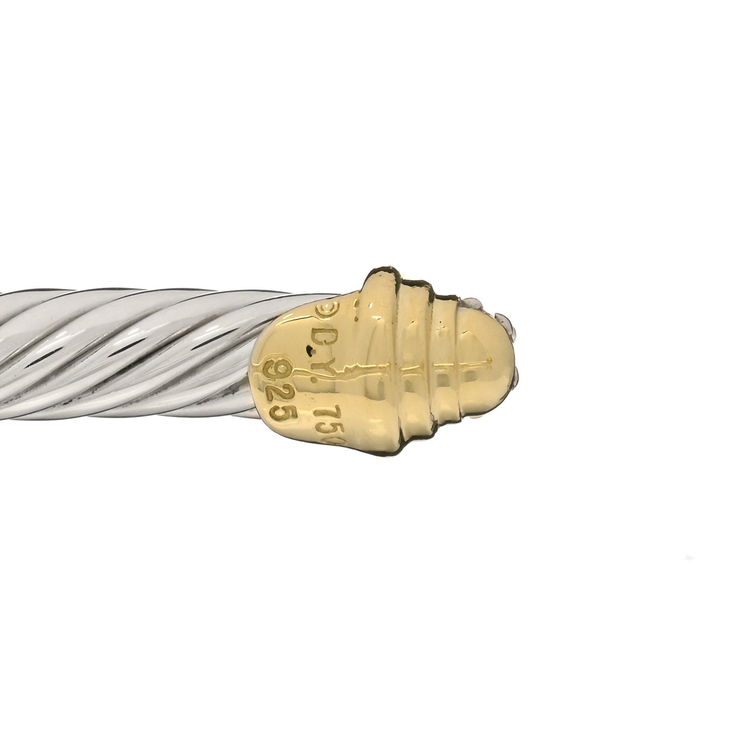 Sterling Silver 18K Yellow Gold Diamond 4mm Cable Classics Bracelet