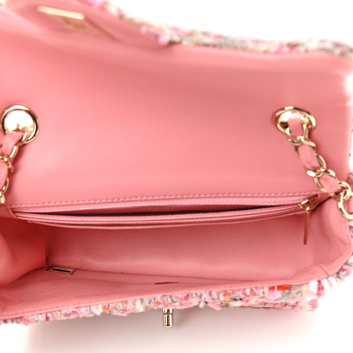 Chanel Tweed Braid Mini Flap White Pink 5 of 14