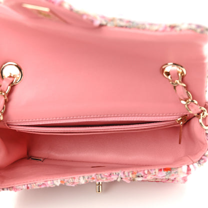 Chanel Tweed Braid Mini Flap White Pink 5 of 14