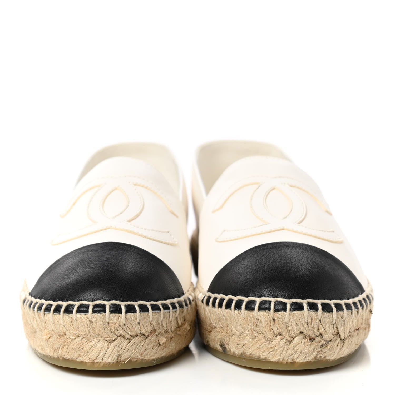 Chanel Lambskin CC Espadrilles 35 White Black 2 of 10