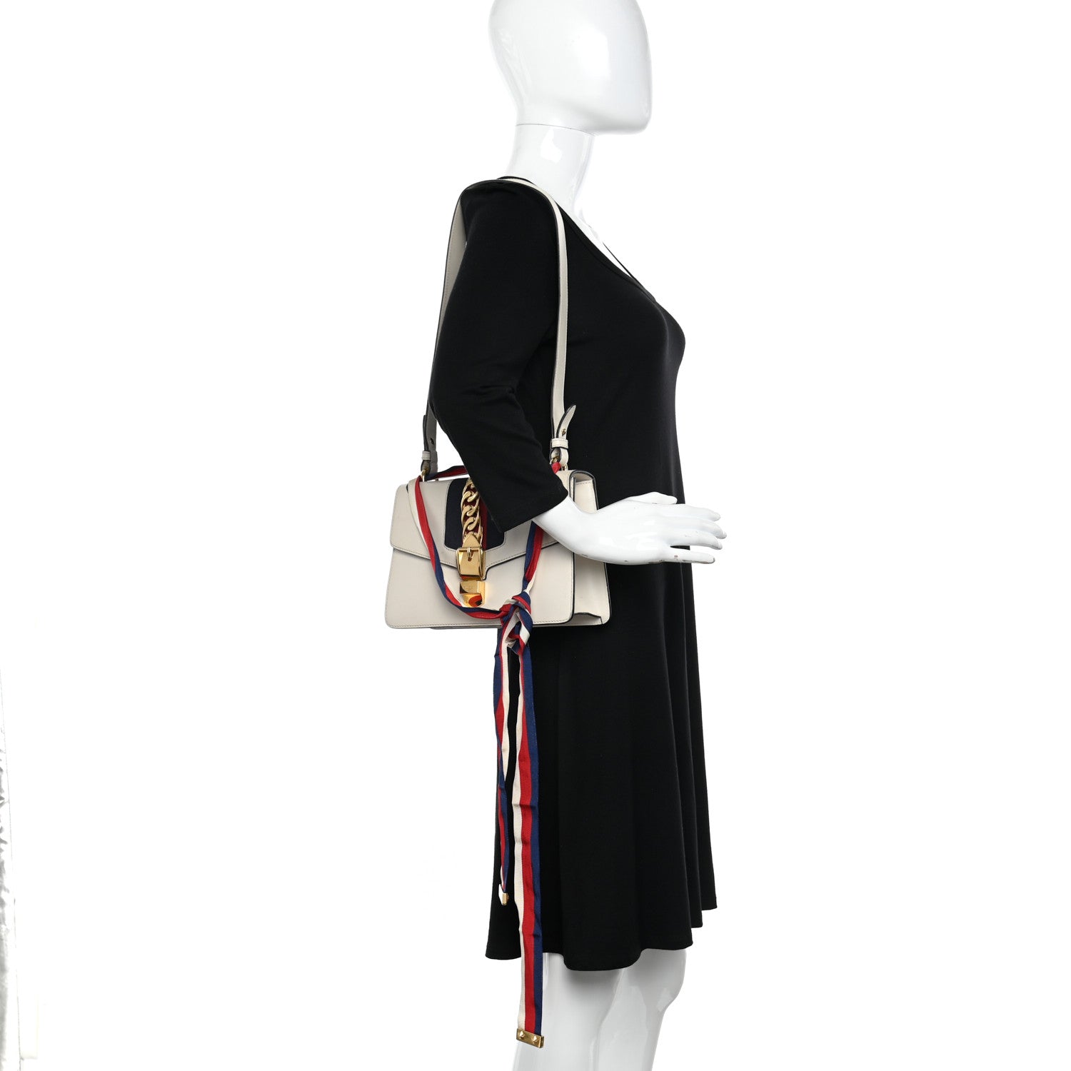 Gucci Calfskin Small Sylvie Shoulder Bag Off White 2 of 18