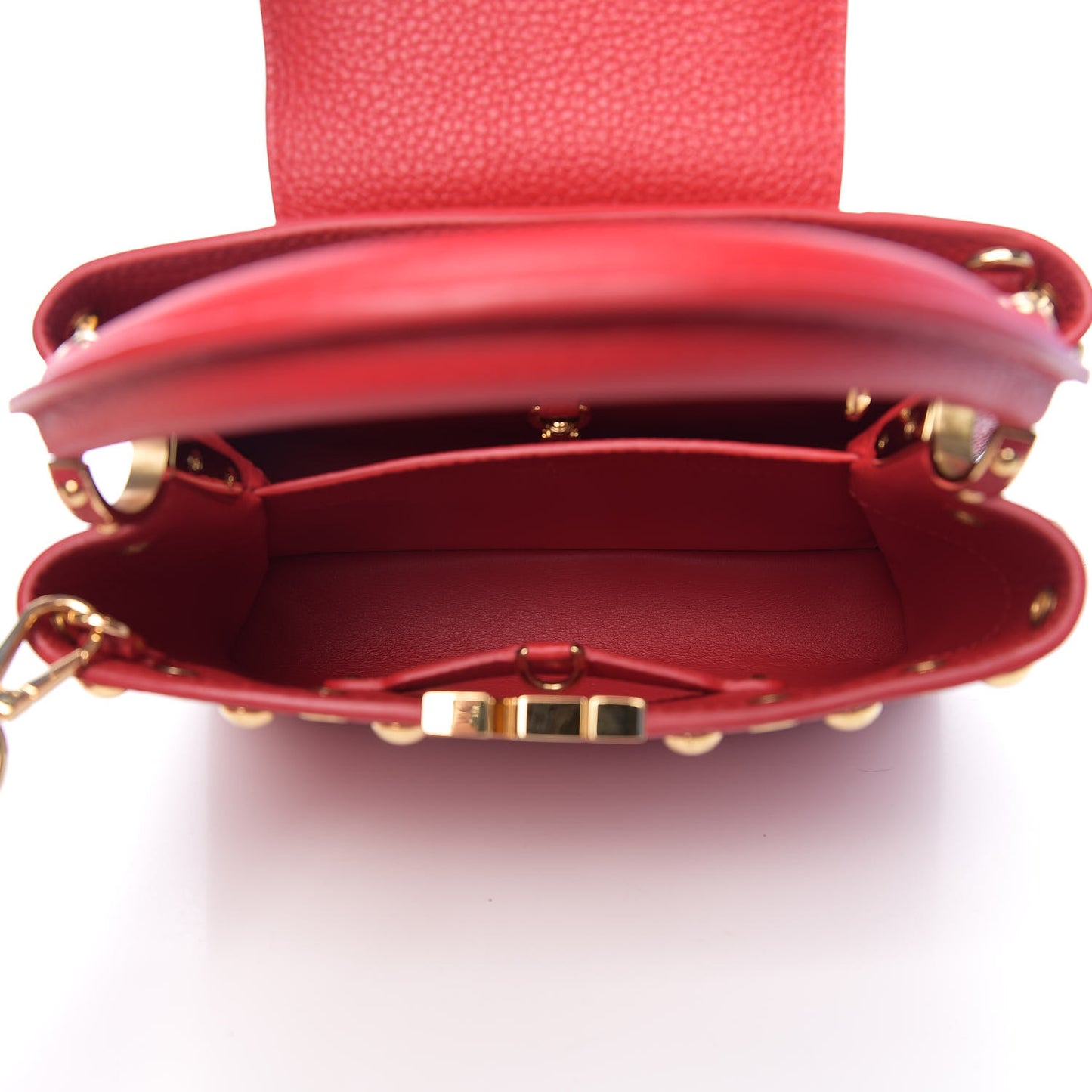 Taurillon Studded Capucines BB Rubis
