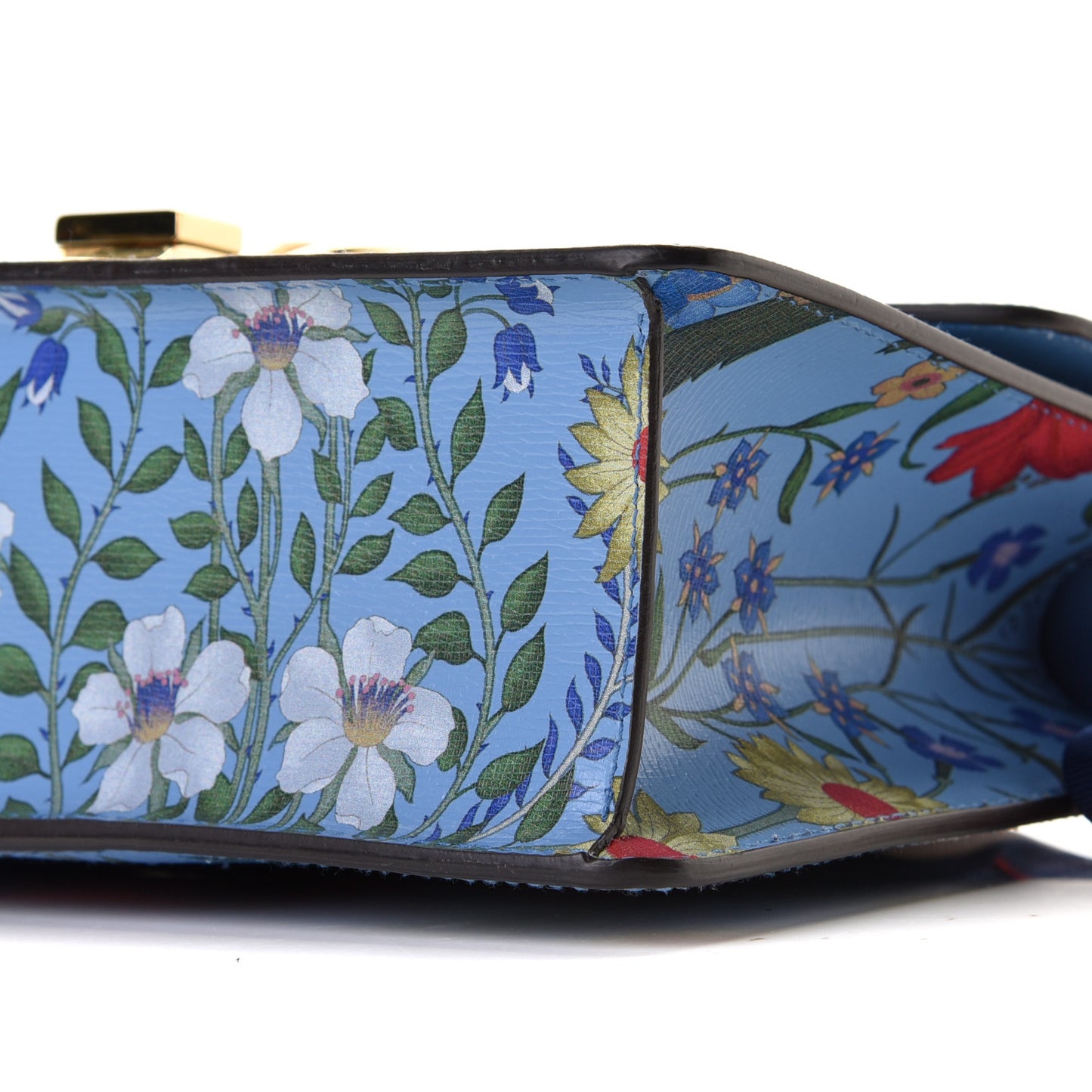 Shangai Calfskin Web New Flora Small Sylvie Shoulder Bag Azure