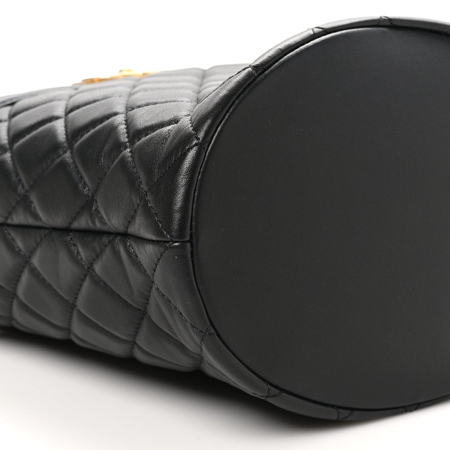 Calfskin Quilted Boy Bucket Bag Black