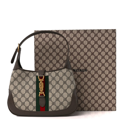 Gucci X BALENCIAGA BB Supreme Monogram Calfskin Web Small Jackie 1961 Hobo Beige Ebony 12 of 12