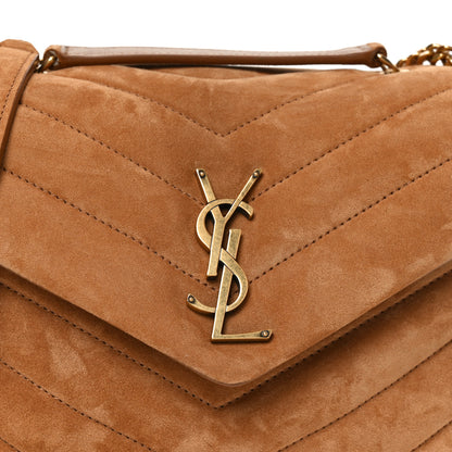 Saint Laurent Suede Calfskin Y Quilted Monogram Small Loulou Chain Satchel Cinnamon 8 of 10