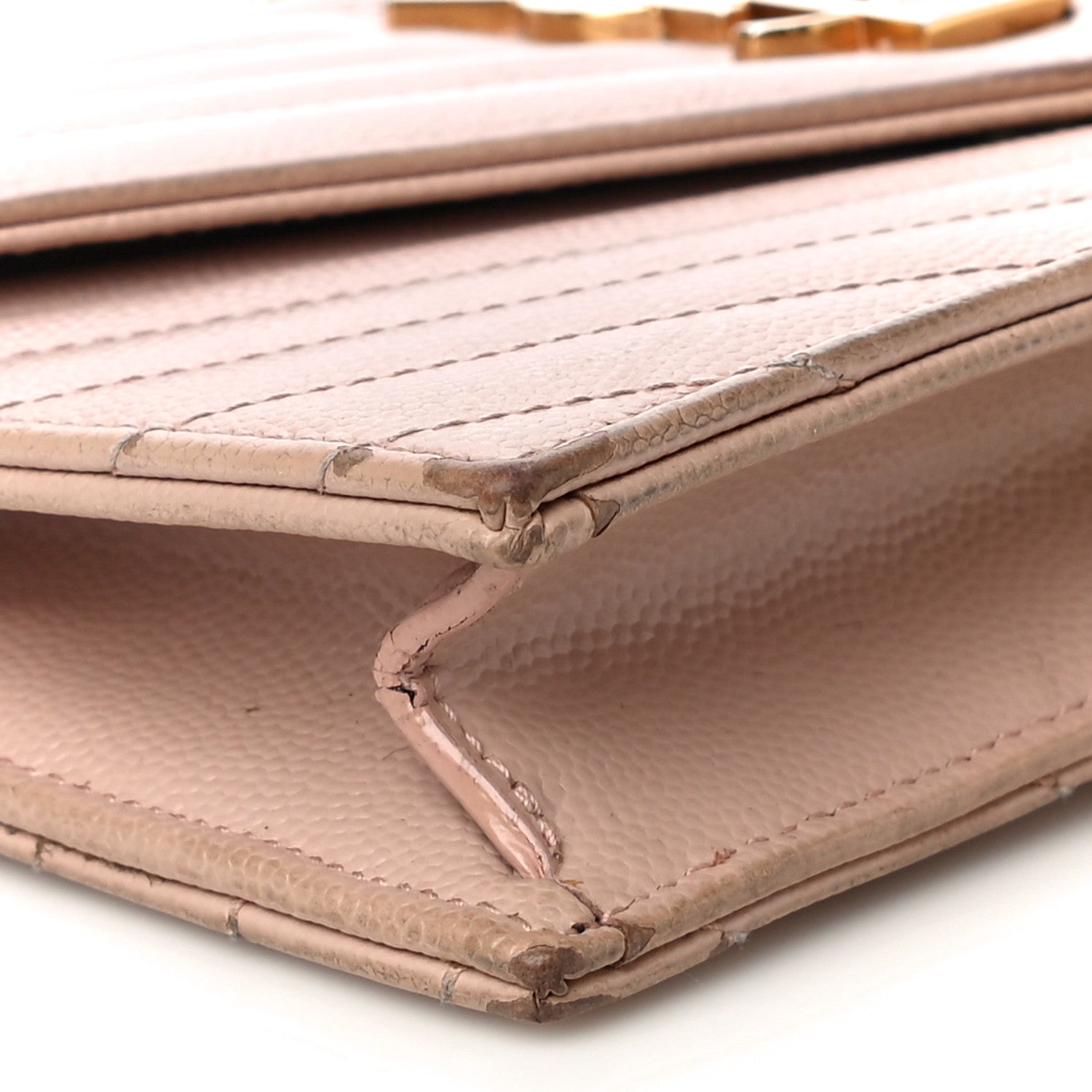 Saint Laurent Grain De Poudre Matelasse Chevron Monogram Envelope Chain Wallet Nude Powder 11 of 30