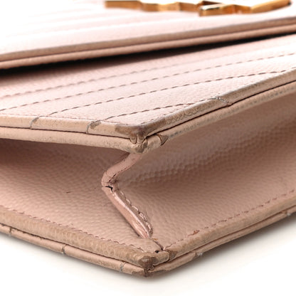 Saint Laurent Grain De Poudre Matelasse Chevron Monogram Envelope Chain Wallet Nude Powder 11 of 30