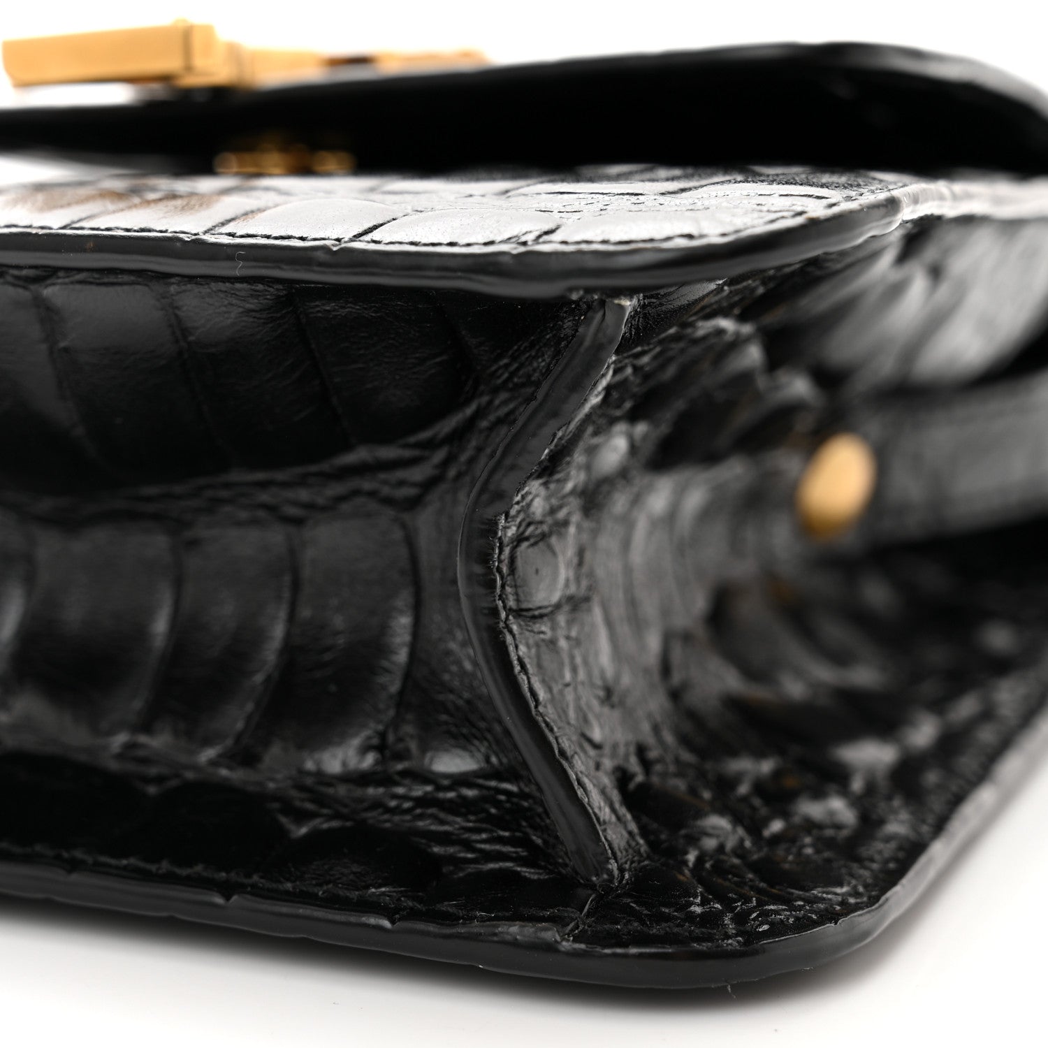Saint Laurent Calfskin Embossed Crocodile North South Kaia Satchel Black 10 of 10