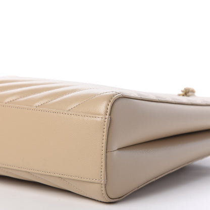 Saint Laurent Grain De Poudre Matelasse Chevron Medium Tribeca Shopping Bag Nude Powder 6 of 9