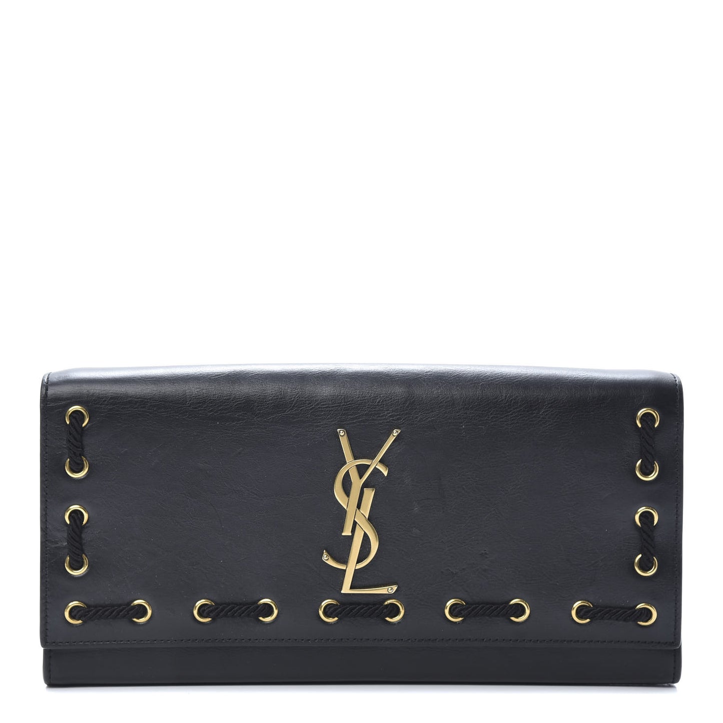 Calfskin Rope Monogram Cassandre Clutch Black