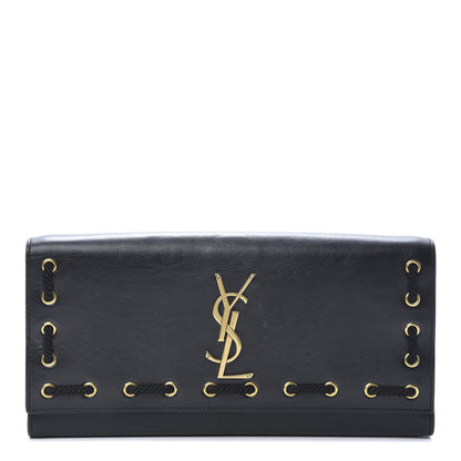 Saint Laurent Calfskin Rope Monogram Cassandre Clutch Black 1 of 14