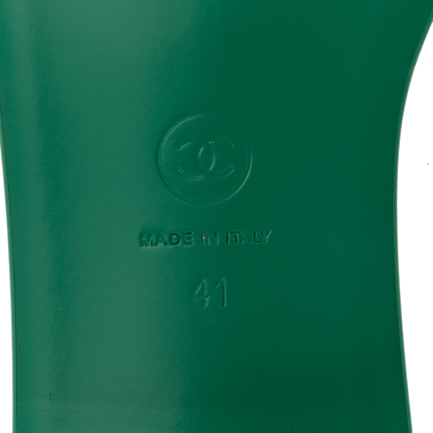 Chanel Calfskin Patent Calfskin Logo Mules 41 Green White 7 of 9