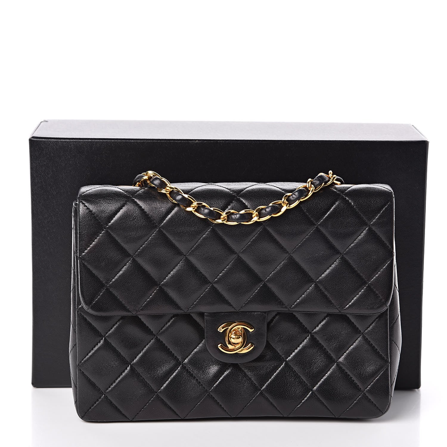 Chanel Lambskin Quilted Mini Square Flap Bag Black 12 of 12